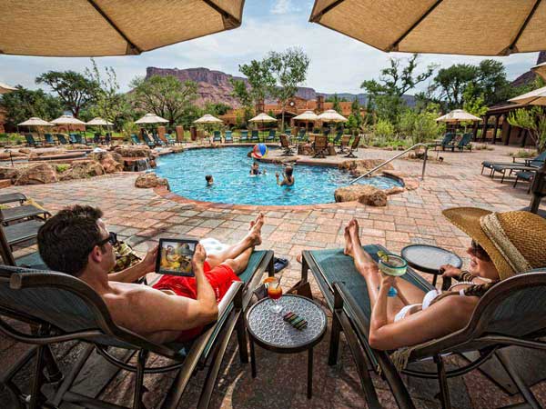 Parents By The Pool at Gateway Canyons Resort