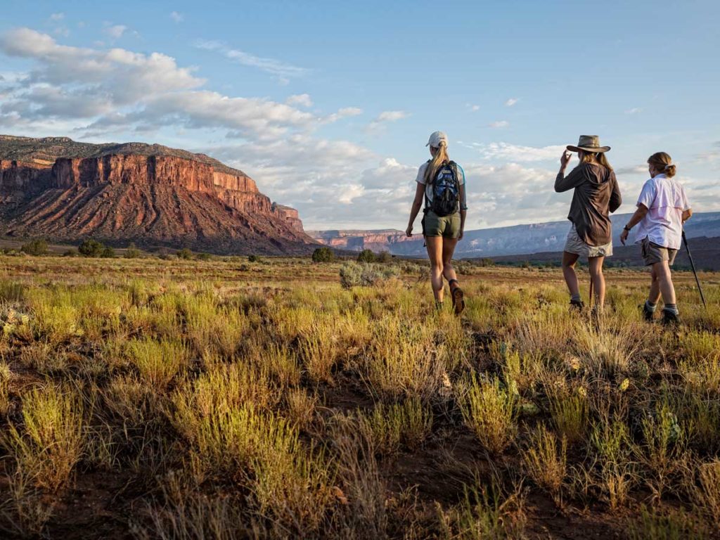 family hiking near Gateway Canyons Resort