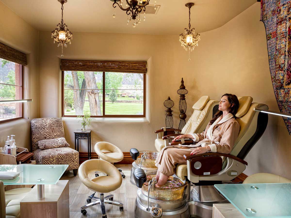 woman getting pedicure at Gateway Canyons Resort